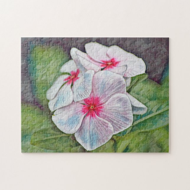 Rosa Periwinkle Flower Art Puzzle Pussel (Horisontell)