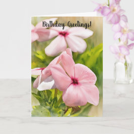 Rosa Periwinkle Flowers Garden Art Birthday Card Kort