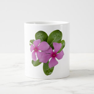 Rosa Periwinkle Flowers with Grönt Löv Jumbo Mugg