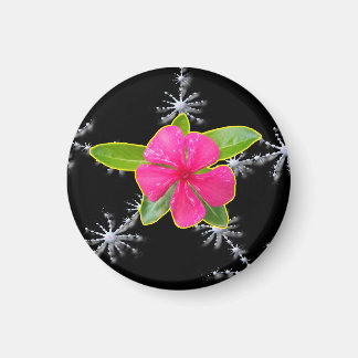 Rosa Periwinkle Fractal Stänk Magnet