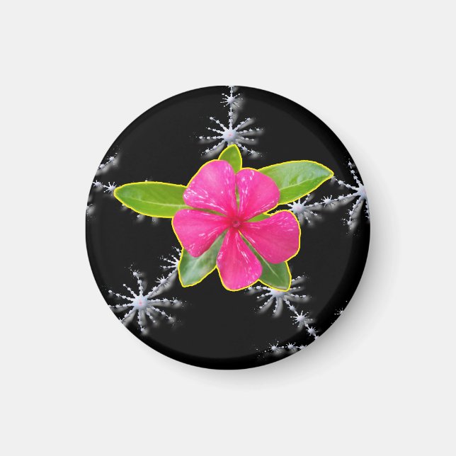 Rosa Periwinkle Fractal Stänk Magnet (Framsidan)
