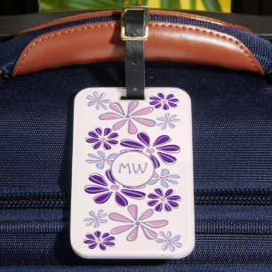 Rosa Periwinkle Indigo Flower Doodle Your Initiale Bagagebricka