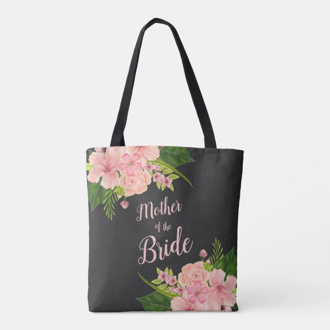 Rosa & persika blomstersprutningar Mor till bruden Tygkasse (Baksida)