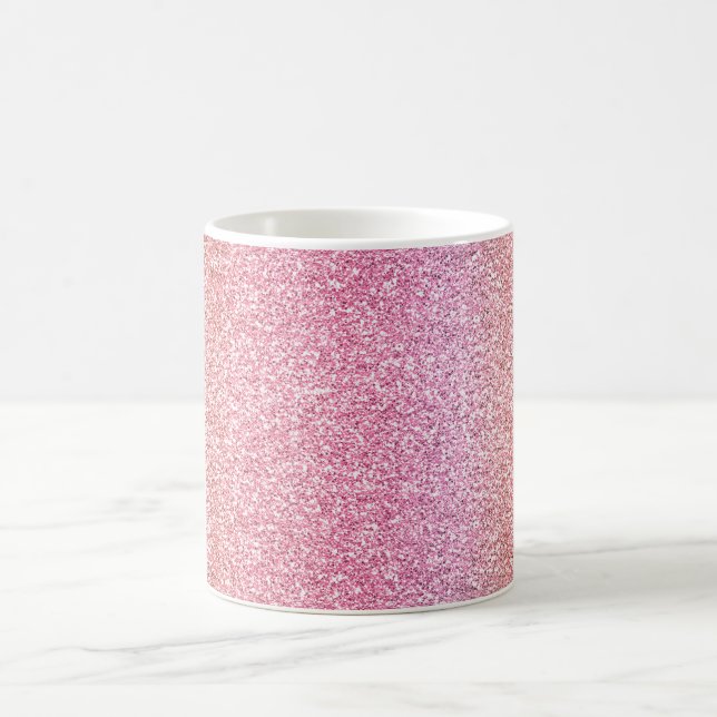 Rosa persika falskt glitter kaffemugg (Center)