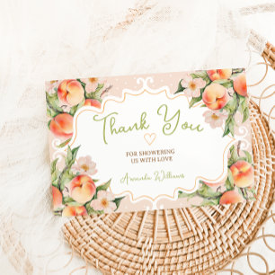 Rosa Persika med Blommor Bebis Shower Bok Begäran Tack Kort