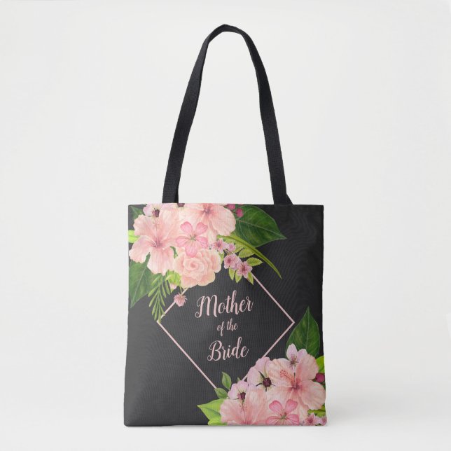 Rosa & persika tropiskt blomster Mor till bruden Tygkasse (Framsida)