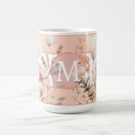 Rosa & Persika Vackra Vildblommor Monogram Kaffemugg
