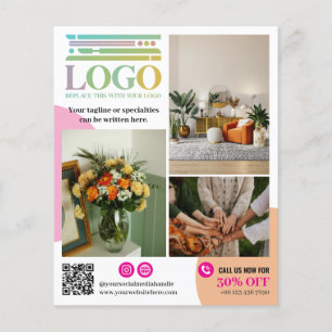Rosa & Persikakretslogotyp Fotoreklam Flygblad
