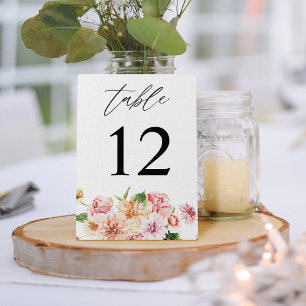 Rosa & persiko-Blommigt & Greenery Bordsnummer