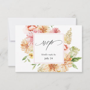 Rosa & persiko-Blommigt & Greenery w Meal OSA 2 Wh Kort