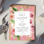 Rosa & persiko-Blommigt & Greery Bröllop - Rosa Inbjudningar<br><div class="desc">Få dina gäster på humör för bröllop med inbjudan till Rosa & Peach Blommigt & Grey Blommigt bröllop.</div>