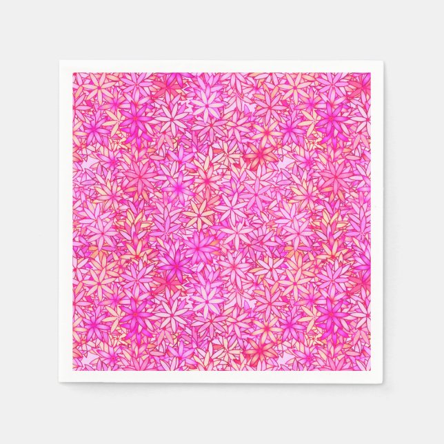 rosa-, persiko-, orkidé- och korallblommor pappersservett (Framsidan)