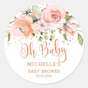 Rosa persiko ro, konetti Baby Shower Runt Klistermärke