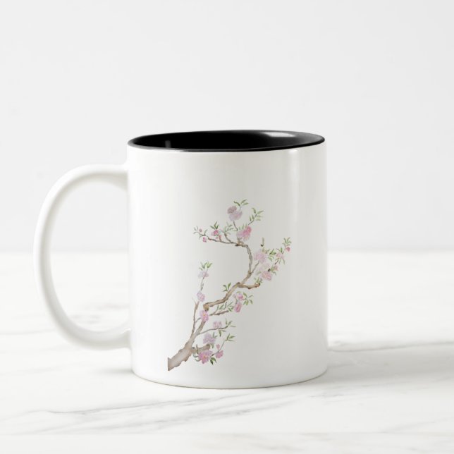 rosa persikoblommor Två-Tonad mugg (Vänster)