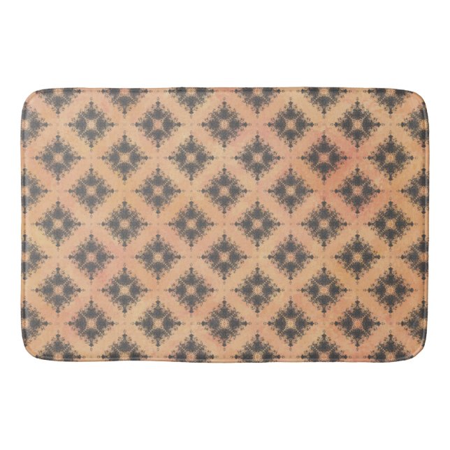 Rosa, persikor och Bronze Diamond Burst Mönster Badrumsmatta (Framsidan)