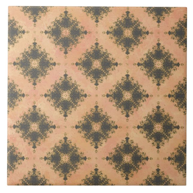 Rosa, persikor och Bronze Diamond Burst Mönster Kakelplatta (Framsidan)