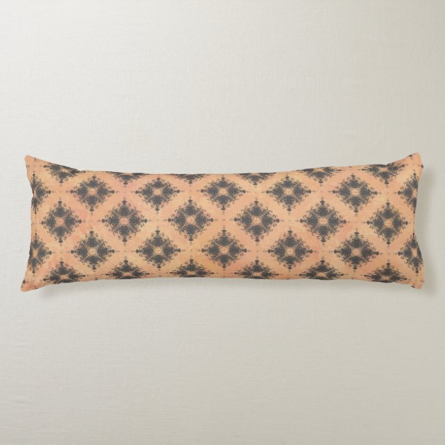 Rosa, persikor och Bronze Diamond Burst Mönster Kroppskudde (Framsidan)