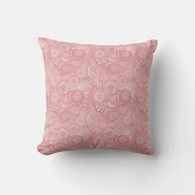 Rosa, persikosa virvelmönster kudde (Framsida)