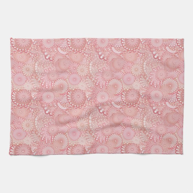 Rosa, persikoströmmen mönster kökshandduk (Horisontell)