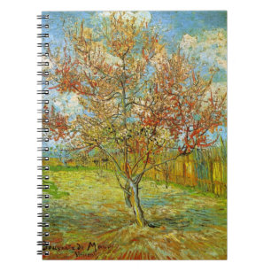 Rosa persikoträd i blom by Vincent van Gogh Anteckningsbok Med Spiral
