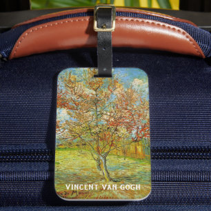 Rosa persikoträd i blom by Vincent van Gogh Bagagebricka