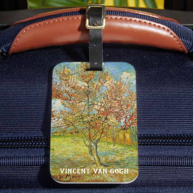 Rosa persikoträd i blom by Vincent van Gogh Bagagebricka (Framsida Insitu 2)