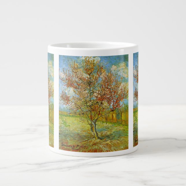 Rosa persikoträd i blom by Vincent van Gogh Jumbo Mugg (Framsidan)
