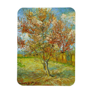 Rosa persikoträd i blom by Vincent van Gogh Magnet