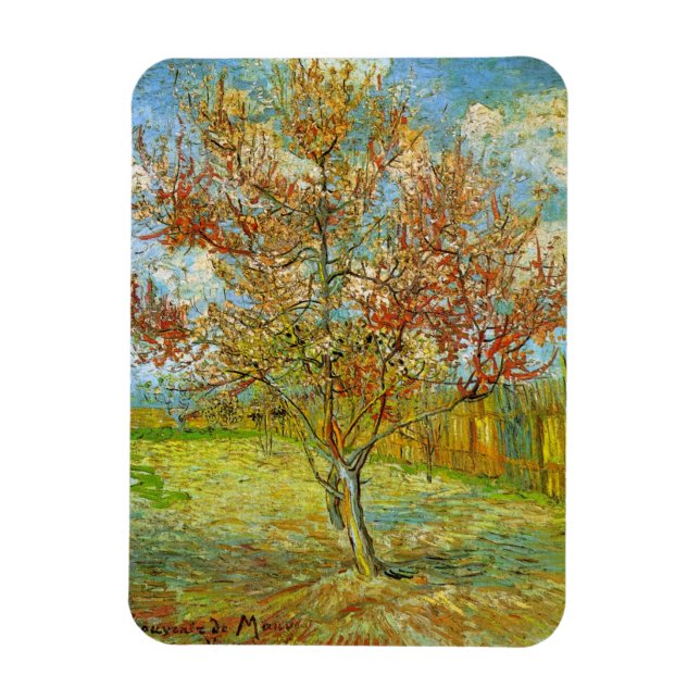 Rosa persikoträd i blom by Vincent van Gogh Magnet (Vertikal)