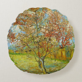 Rosa persikoträd i blom by Vincent van Gogh Rund Kudde