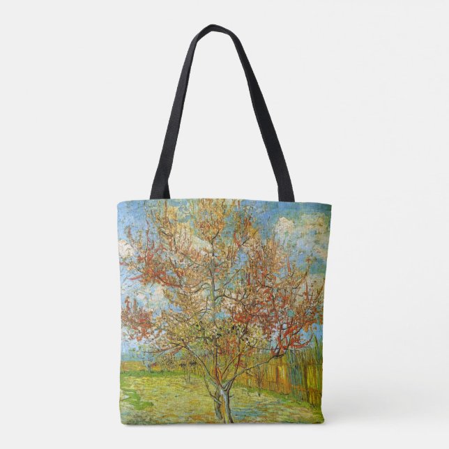 Rosa persikoträd i blom by Vincent van Gogh Tygkasse (Baksida)