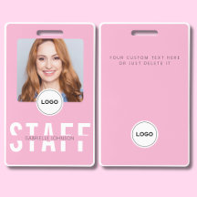 Rosa personal ID-kort för anställda med foto
