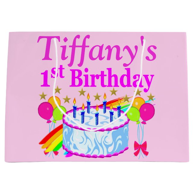 ROSA PERSONLIG 1:E BIRTHDAY CAKE GIFT BAG (Framsidan)