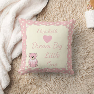 Rosa Personlig baby namn Nalle Kudde