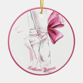 Rosa Personlig Ballet Tofflor Julgransprydnad Keramik