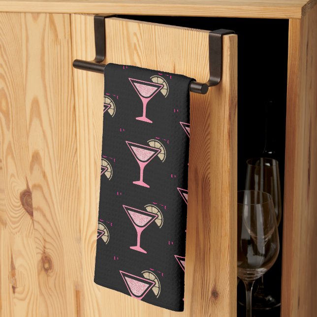 Rosa personlig bardiskhandduk i cocktailstil kökshandduk (Thirds Fold)