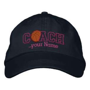 Rosa Personlig Basketball Coach för ditt namn Broderad Keps