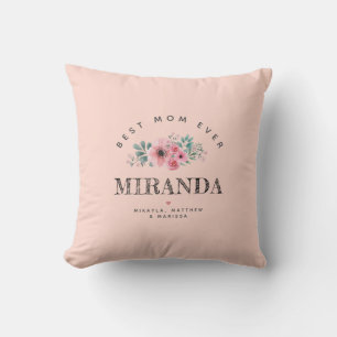 Rosa Personlig Bästa Mamma någonsin Mors dag Kudde