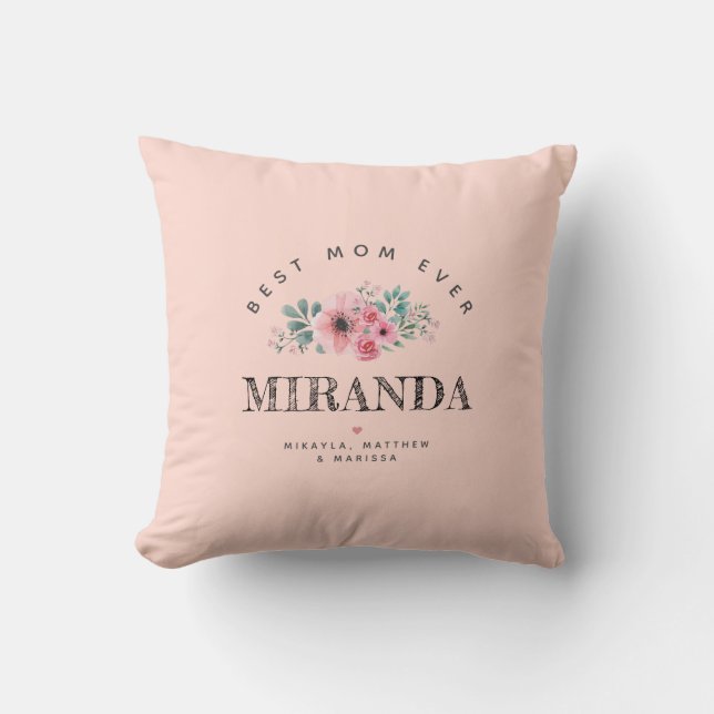 Rosa Personlig Bästa Mamma någonsin Mors dag Kudde (Framsida)