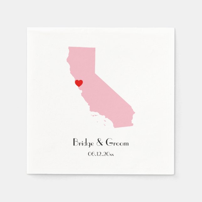 Rosa personlig California bröllopsdag årsdag Pappersservett (Framsidan)