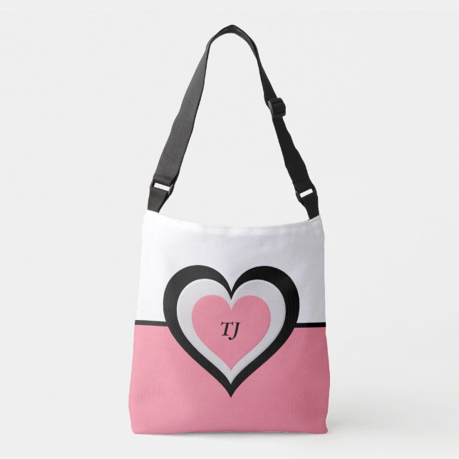 Rosa Personlig Crossbody Bag w/Huge Heart Axelväska (Framsida)
