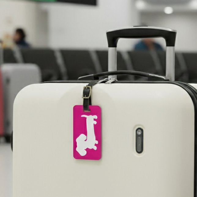 Rosa Personlig Dachshund Luggage Bag Märkre Bagagebricka (Dachshund Luggage tag)