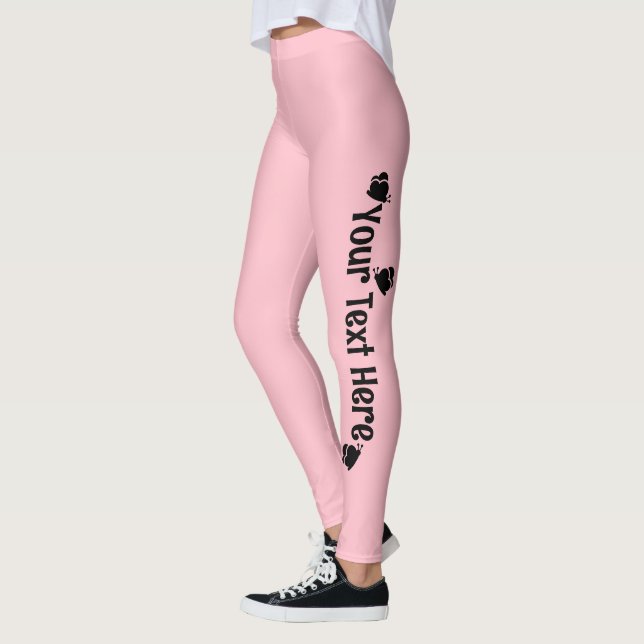 Rosa Personlig Fjärilsnamn Leggings (Vänster)
