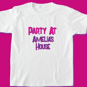 Rosa Personlig Födelsedagsfest T Shirt