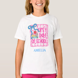 Rosa Personlig Första dagen i skolan T-Shirt