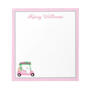Rosa Personlig Golf Cart Namn Anteckningsblock
