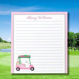 Rosa Personlig Golf Cart Namn Lining Anteckningsblock