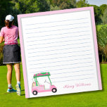 Rosa Personlig Golf Cart Namn Lining Anteckningsblock<br><div class="desc">En lysande, unik golfvagn - rosa och grönt - som har utförts på ett förträffligt sätt - redot till springa - anteckningsblocket. Det här är en underbar gåva till allt golf älskare - roligt/attraktiv/unik. Anpassa det med din namn. Om du har några designfrågor eller en speciell begäran, skicka en chatta...</div>