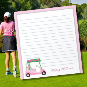 Rosa Personlig Golf Cart Namn Lining Anteckningsblock