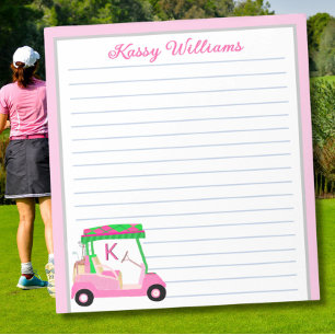 Rosa Personlig Golf Cart Namn Lining Anteckningsblock